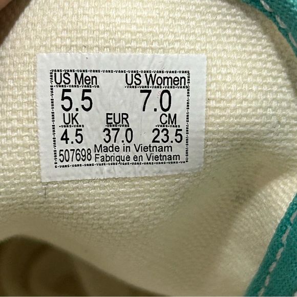 Vans Teal and White Checkered Sneakers - Picture 8 of 8